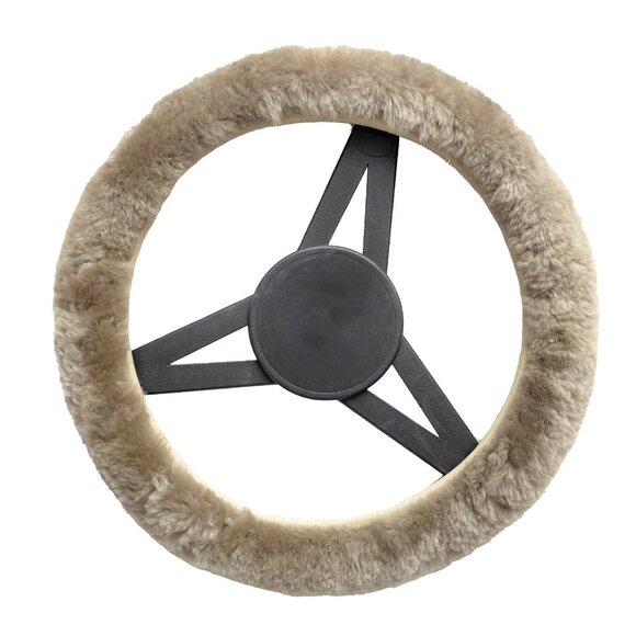 Natural Automotive Classic Sheepskin Steering Wheel Cover | 1-Piece | Taupe - Picture 3 of 3